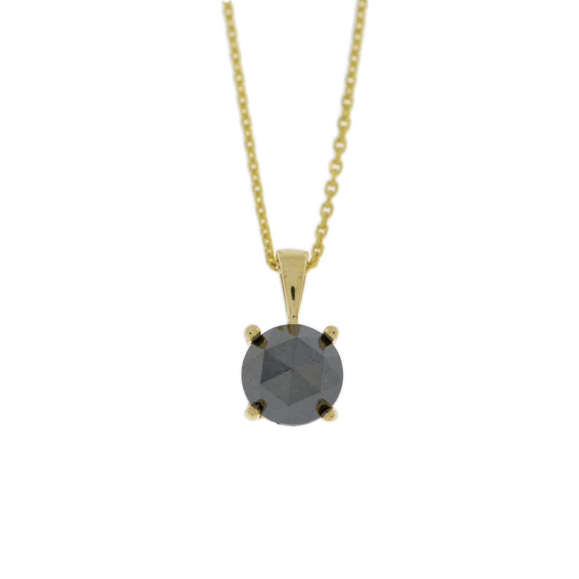 0, 50 Ct Rosenschliff Schwarze Diamant Halskette, 14K Gold Echte Halskette von ElizabethJewelryInc