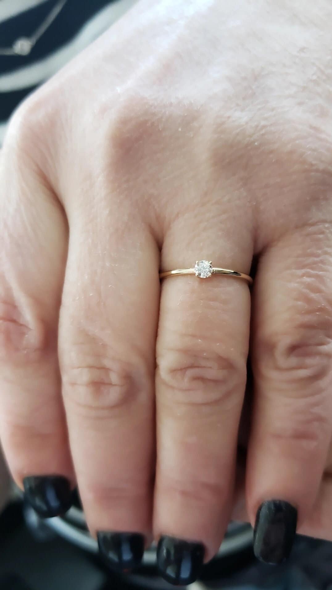 0.10 Ct Diamant Ring, 14K Gold Natürlicher Ring von ElizabethJewelryInc