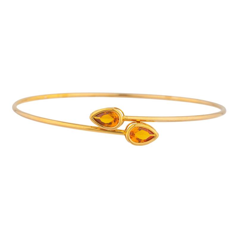 14K Gold Citrin Armreif, Orange Teardrop Lünette Armband, Flexible November Birthstone Armband von ElizabethJewelryInc