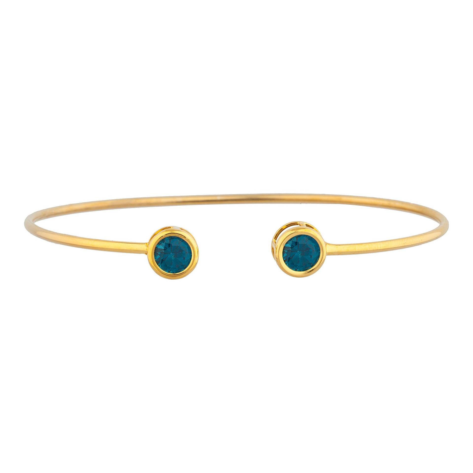 14K Gold London Blauer Topas Armreif, Lünette Armband, Offener Manschette November Birthstone Armband von ElizabethJewelryInc