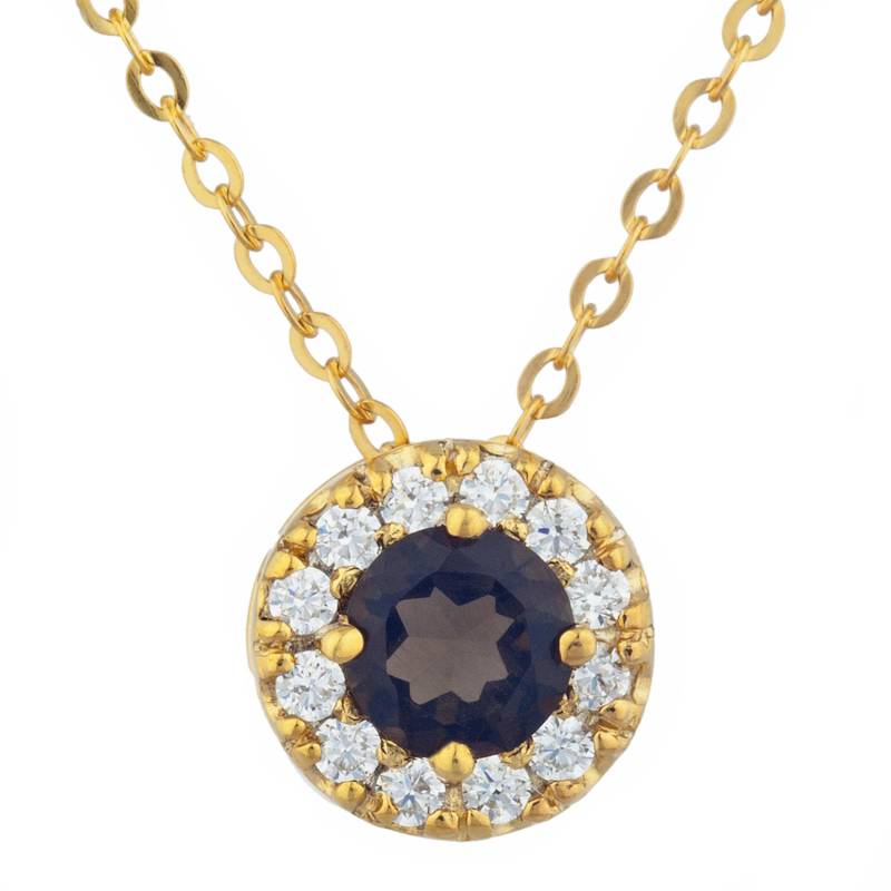 14Kt Gold 0, 50 Ct Echte Rauchige Topas Halo Design Anhänger Halskette Geschenk Für Ihre Zierliche Brautjungfer Braut Hochzeitsschmuck von ElizabethJewelryInc