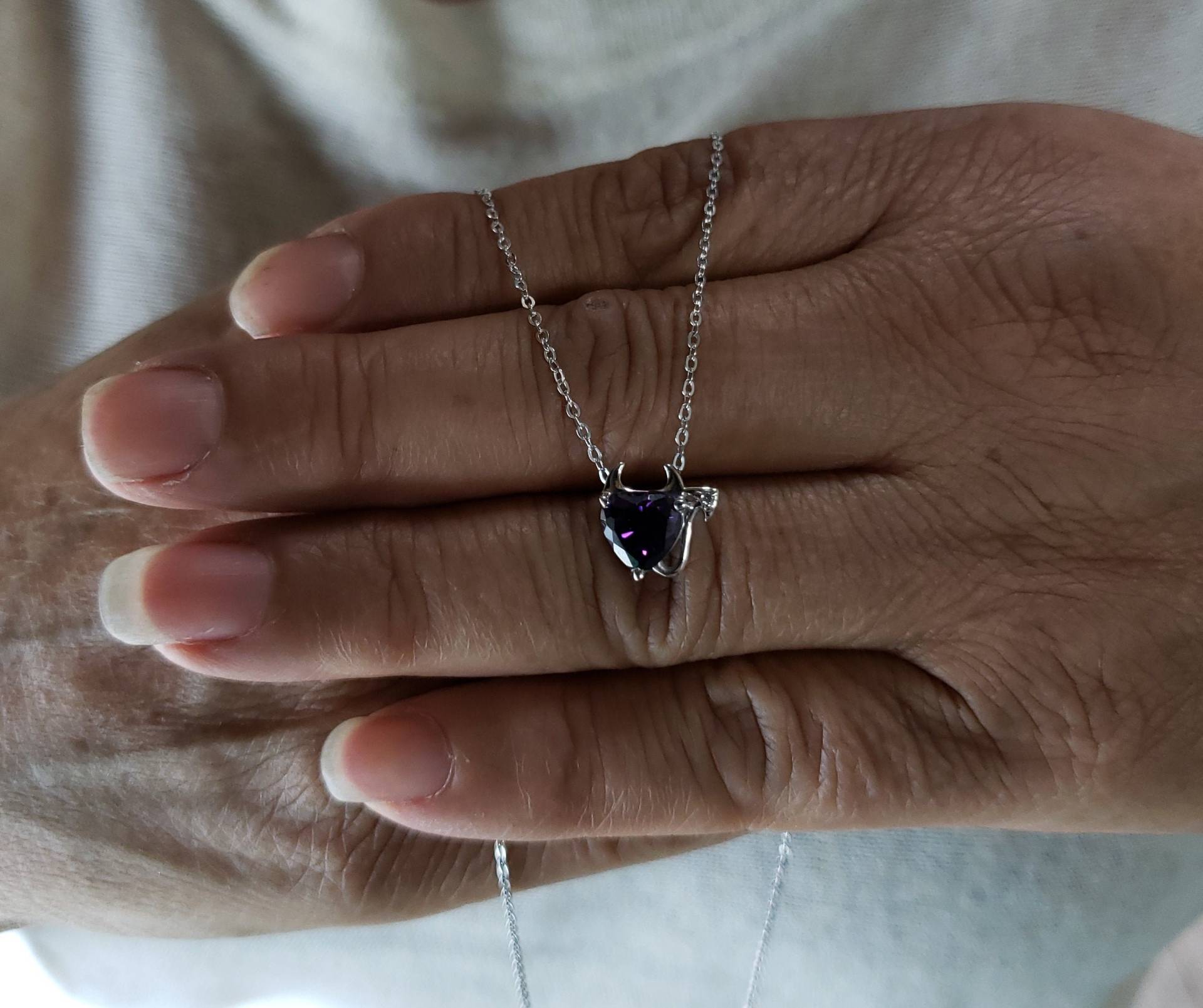 14Kt Gold Alexandrit Halskette, Diamant Anhänger, Herz Teufel Juni Birthstone Halskette von ElizabethJewelryInc