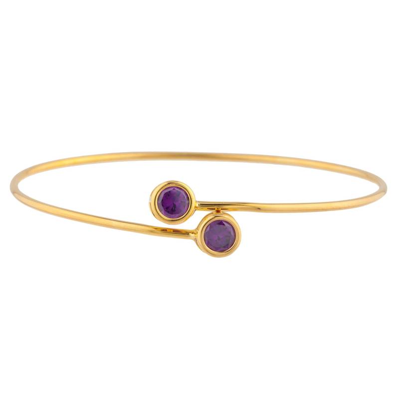 14Kt Gold Amethyst Armreif, Lünette Armband, Flexibler Februar Birthstone Armband von ElizabethJewelryInc