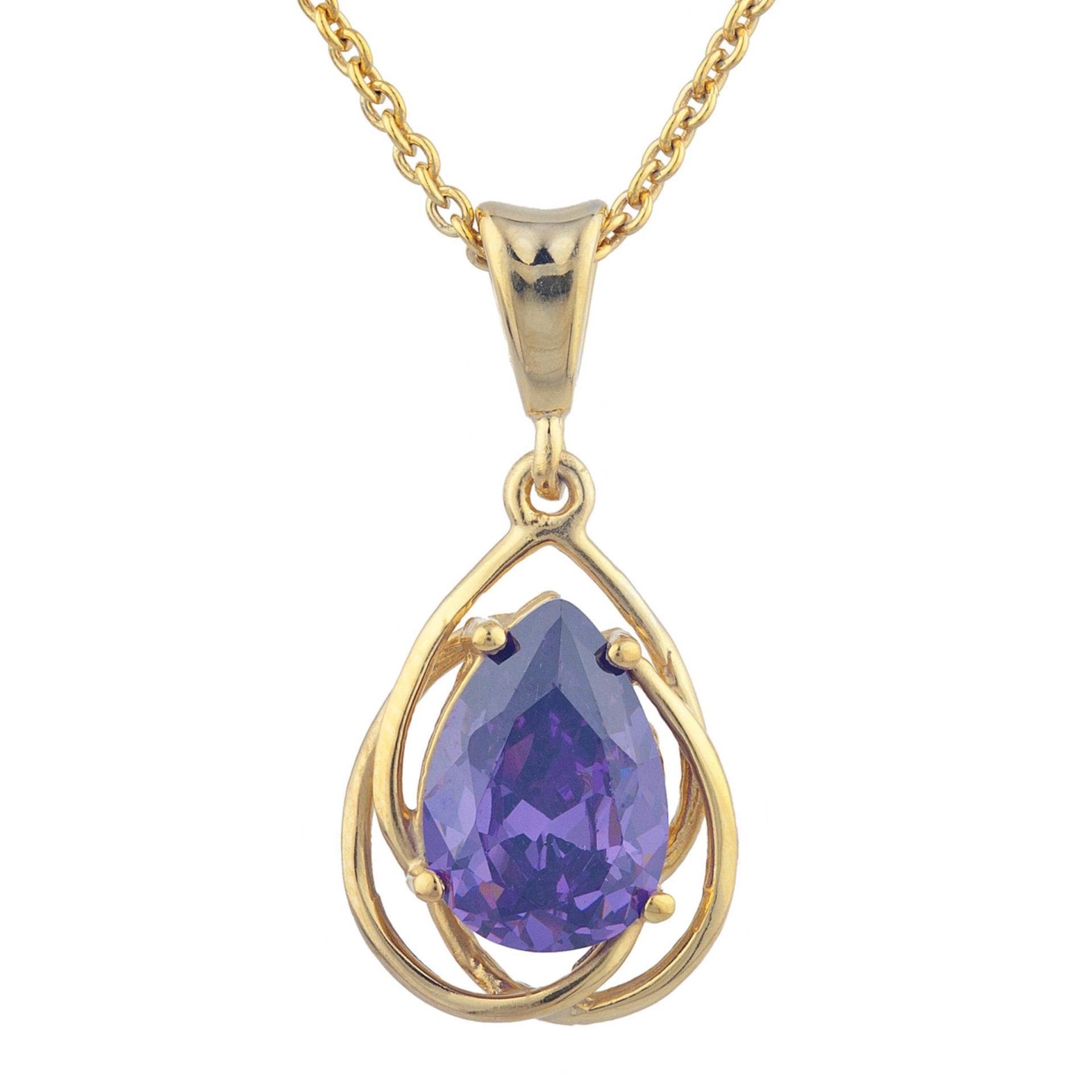 14Kt Gold Amethyst Halskette, Anhänger, Teardrop Februar Birthstone Last Minute Geschenke von ElizabethJewelryInc
