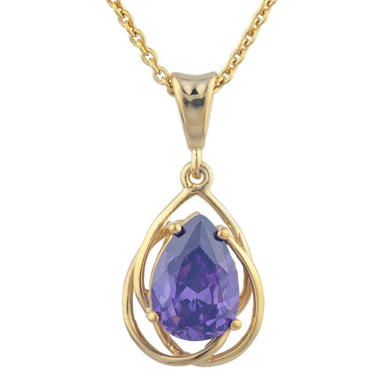 14Kt Gold Amethyst Halskette, Anhänger, Teardrop Februar Birthstone Last Minute Geschenke von ElizabethJewelryInc