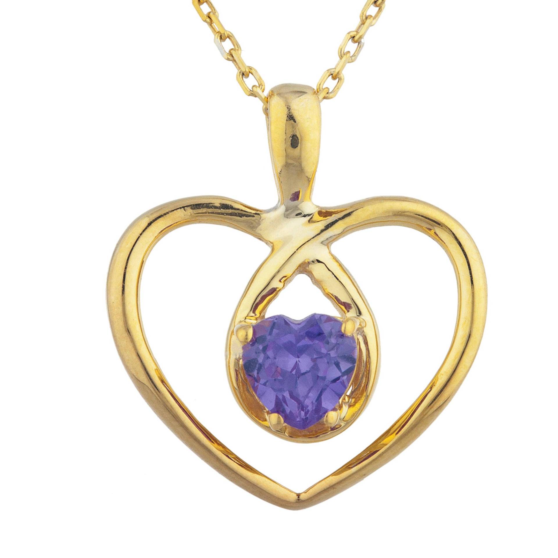 14Kt Gold Amethyst Halskette, Herz Doppel Solitaire Zierliche Edelstein Halskette von ElizabethJewelryInc