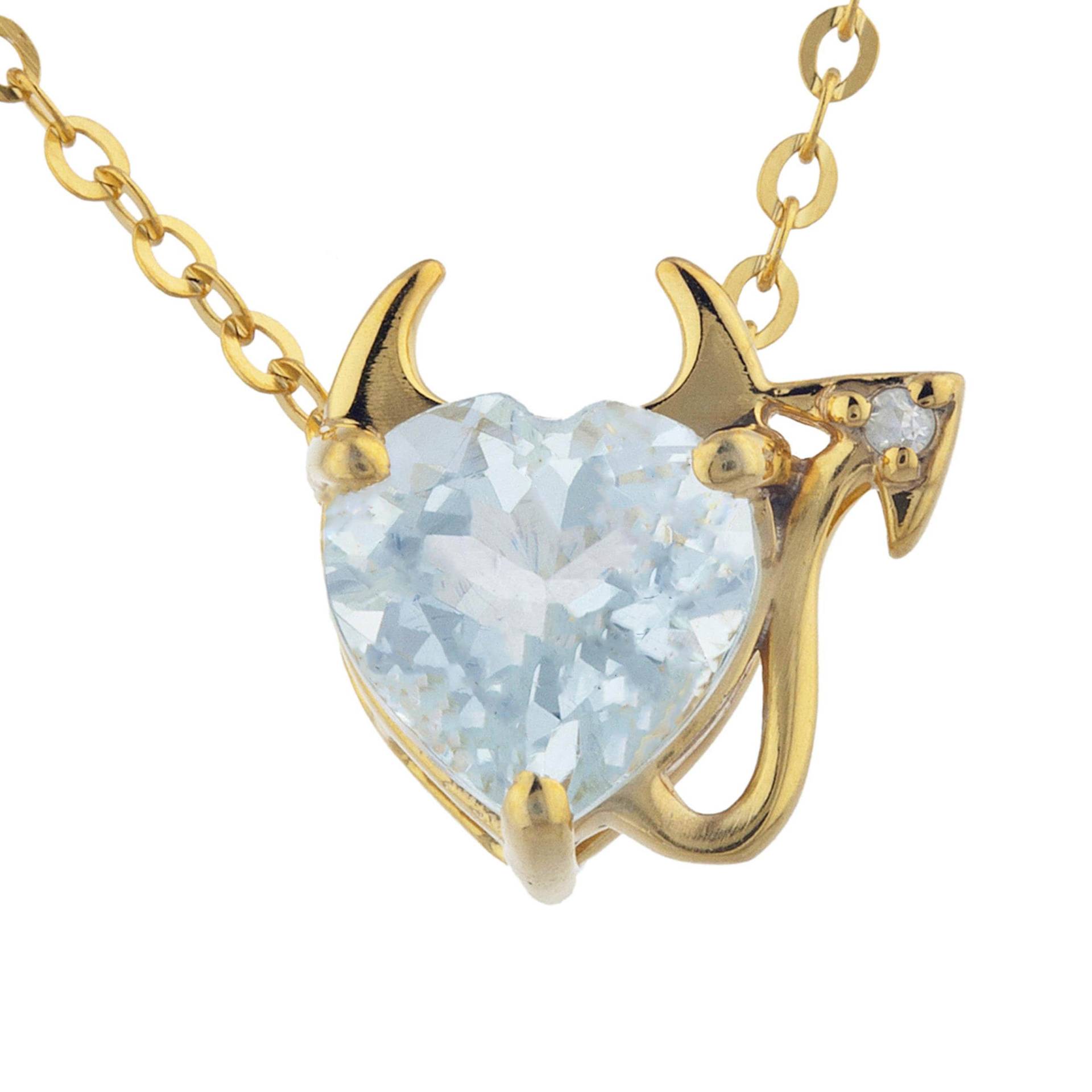 14Kt Gold Aquamarin Halskette, Diamant Herz Teufel Solitär Edelstein Halskette von ElizabethJewelryInc