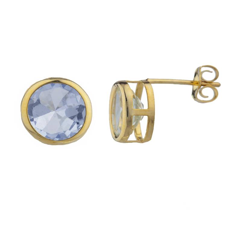 14Kt Gold Aquamarin Ohrringe, Natürliche Lünette März Geburtsstein Ohrringe von ElizabethJewelryInc