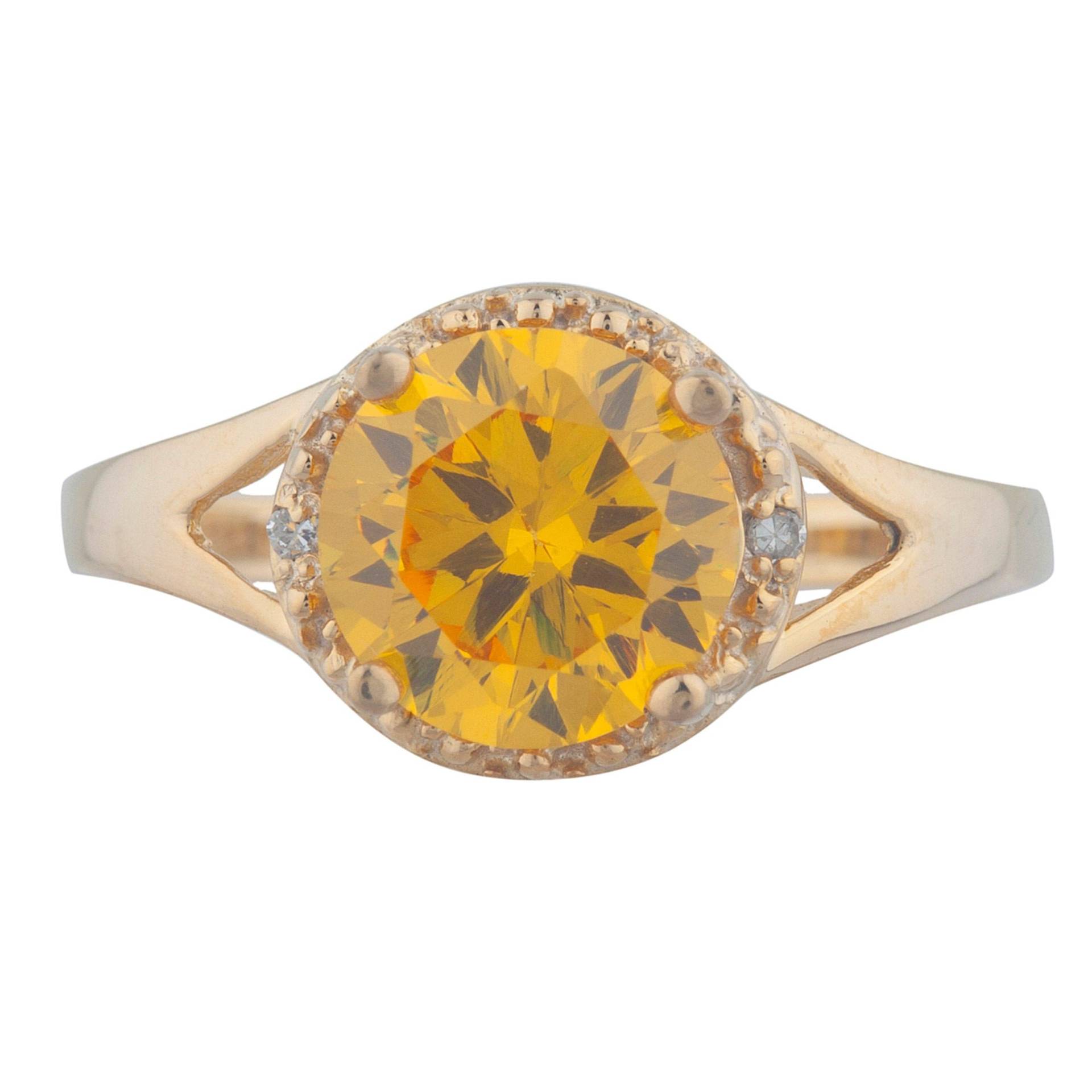 14Kt Gold Citrin Ring, 2 Ct Gelb Diamant Halo November Birthstone Versprechen Verlobungsring von ElizabethJewelryInc