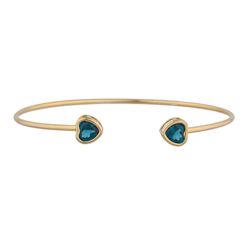 14Kt Gold London Blautopas Herz Lünette Armreif Armband Brautjungfer Brauthochzeitsschmuck Dainty Modetrend von ElizabethJewelryInc