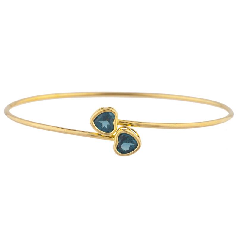 14Kt Gold London Blautopas Herz Lünette Armreif Armband Brautjungfer Brauthochzeitsschmuck Dainty Modetrend von ElizabethJewelryInc