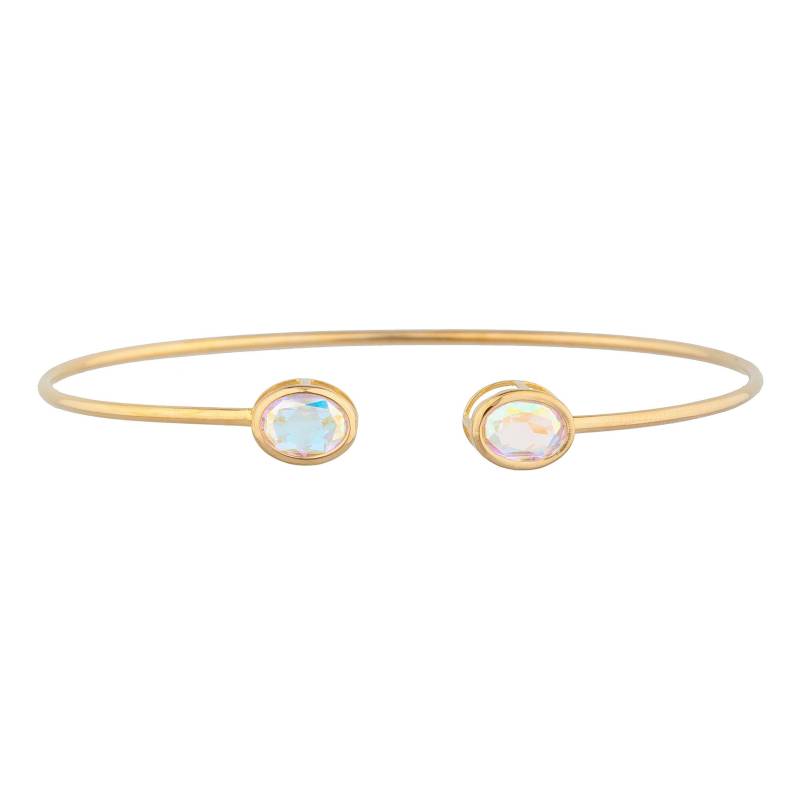 14Kt Gold Natürlicher Merkur Mist Mystic Topas Oval Armreif, Offener Flexibler Armreif von ElizabethJewelryInc