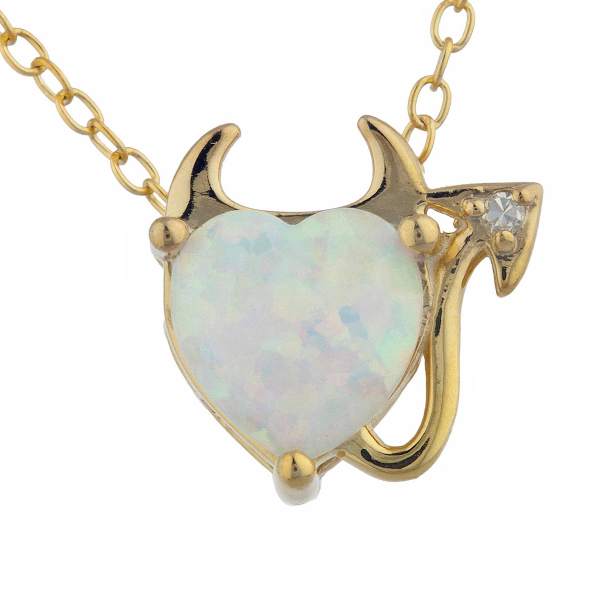 14Kt Gold Opal Halskette, Halskette Diamant, Anhänger, Herz Teufel Oktober Birthstone von ElizabethJewelryInc