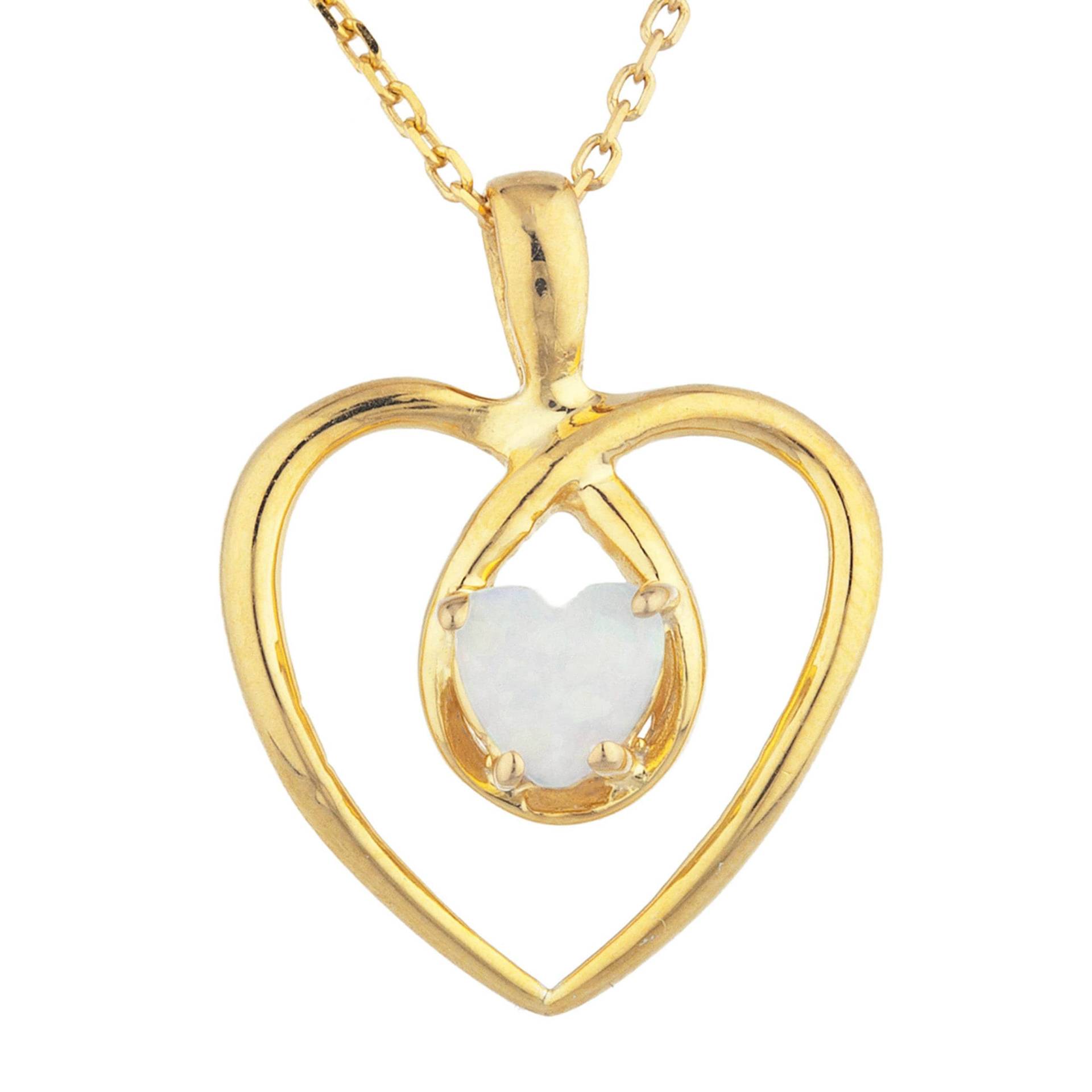 14Kt Gold Opal Halskette, Natürliche Herz Anhänger, Oktober Birthstone Halskette von ElizabethJewelryInc