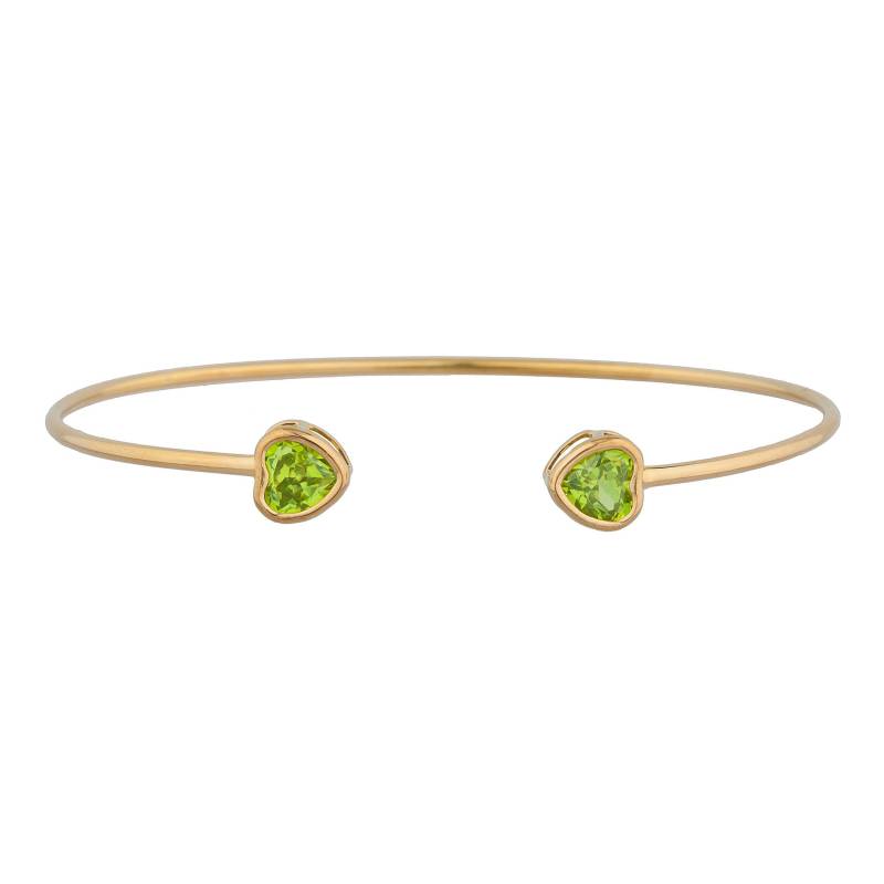 14Kt Gold Peridot Armreif, Armband, Herz Lünette August Birthstone Armband von ElizabethJewelryInc