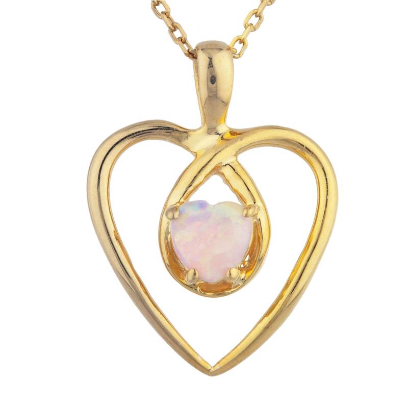 14Kt Gold Rosa Opal Halskette, Herz Anhänger, Oktober Geburtsstein Halskette von ElizabethJewelryInc