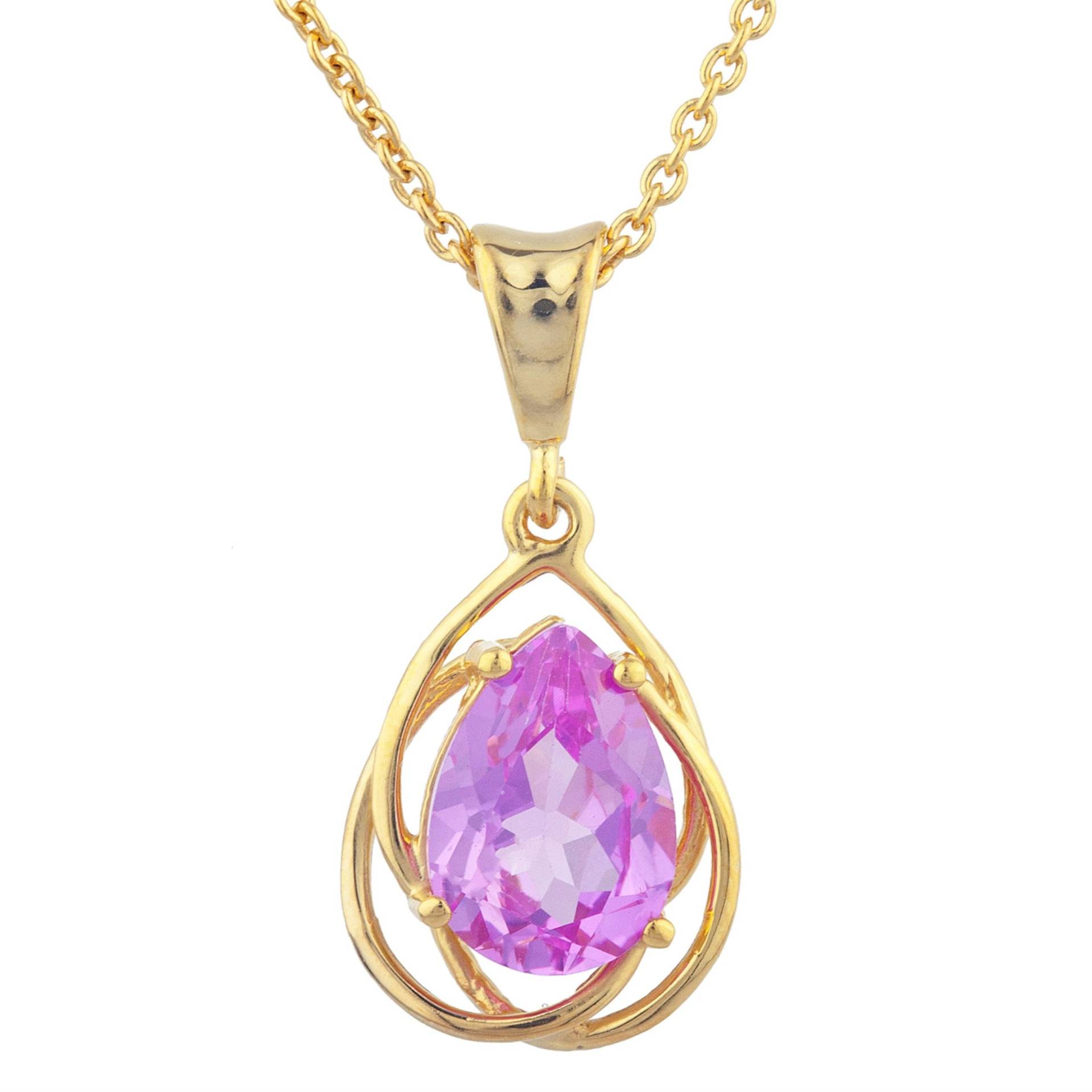 14Kt Gold Rosa Saphir Halskette, Tropfen Anhänger, September Birthstone Halskette von ElizabethJewelryInc