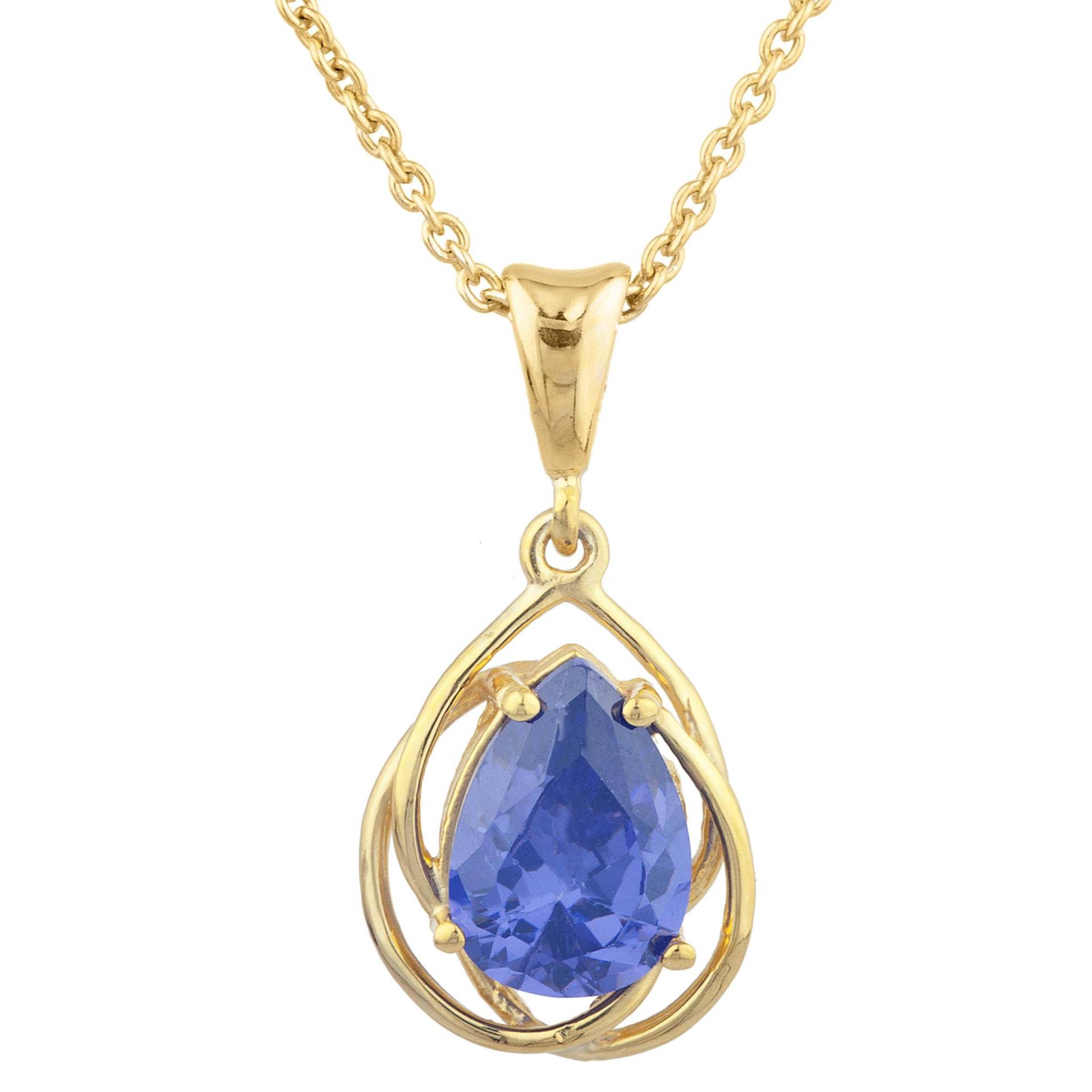 14Kt Gold Tansanit Halskette, Anhänger, Teardrop Dezember Birthstone Halskette von ElizabethJewelryInc