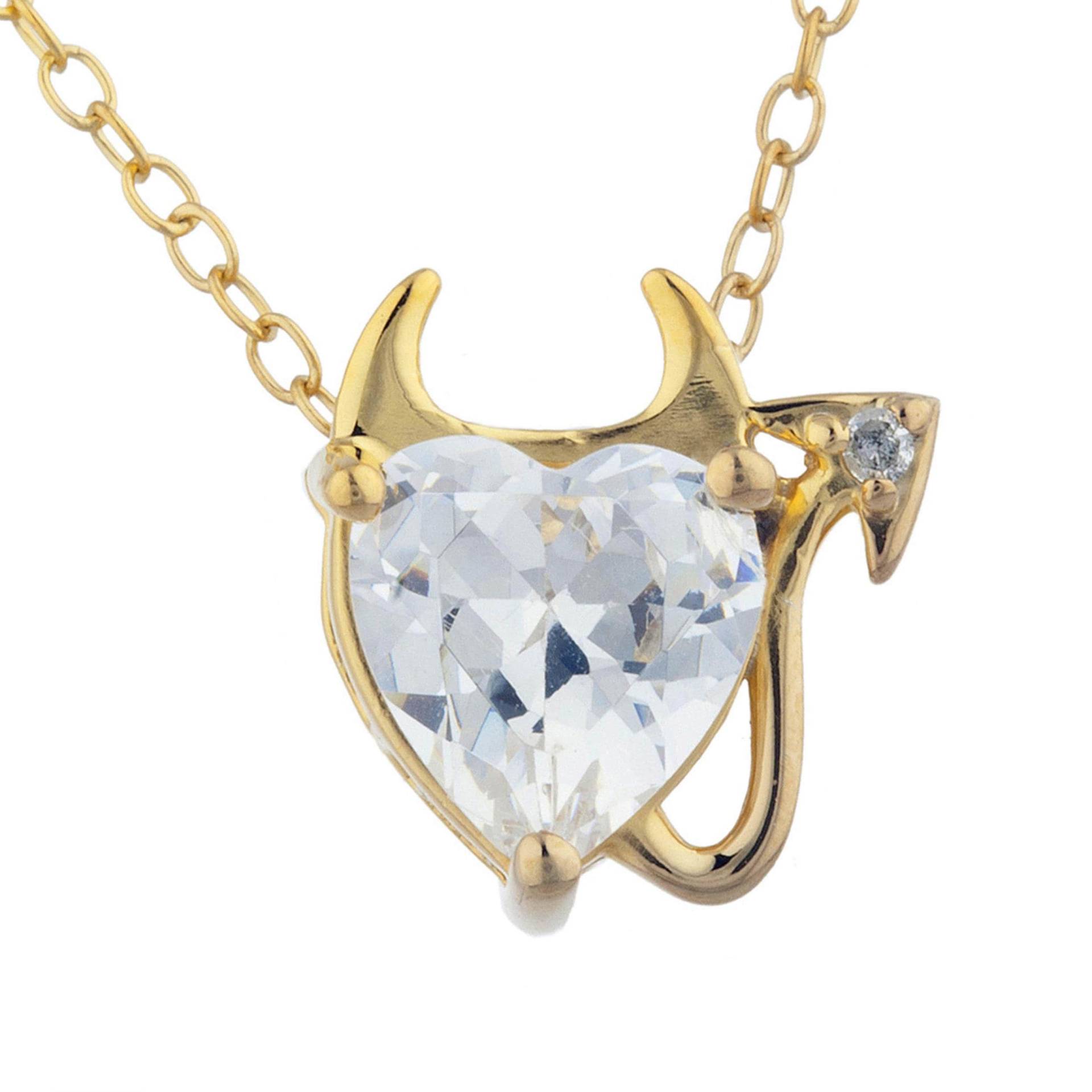 14Kt Gold-Zirkonia-Halskette, Diamant-Halskette, Herz-Halskette, Teufel-Halskette, Solitär-Halskette, Edelstein-Halskette von ElizabethJewelryInc