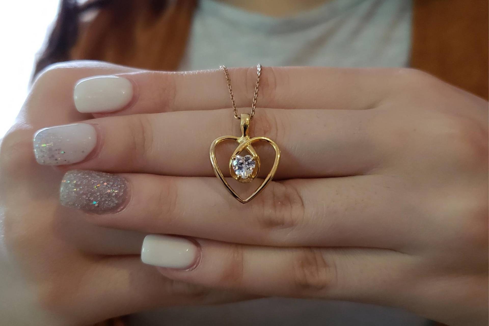 14Kt Gold-Zirkonia-Halskette, Herz-Halskette, Doppelherz-Halskette, Solitär-Halskette, Zierliche Halskette, Edelstein-Halskette von ElizabethJewelryInc