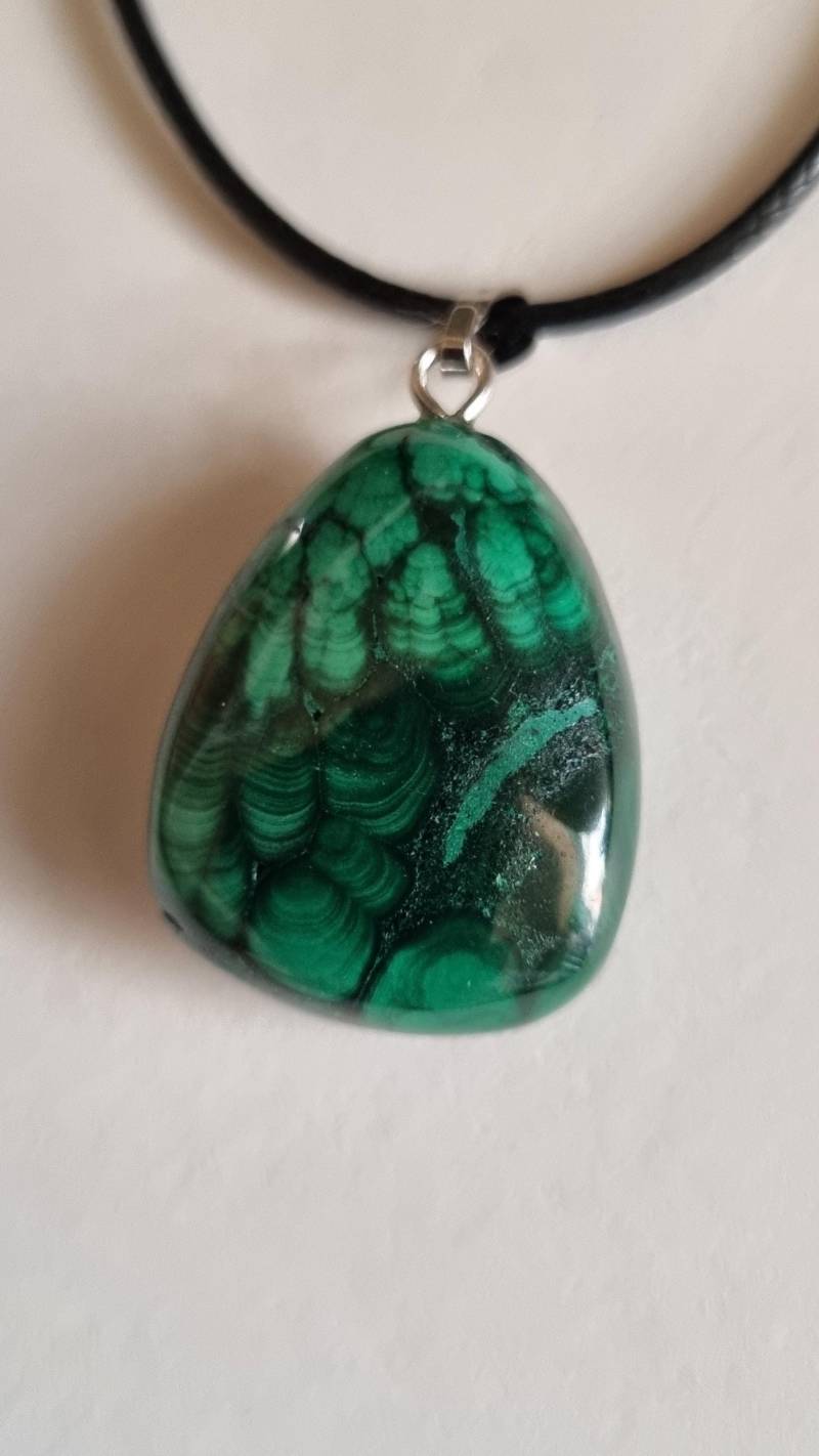 Malachit Anhänger Mit Gratis-Kette von ElkesEdelsteinstube