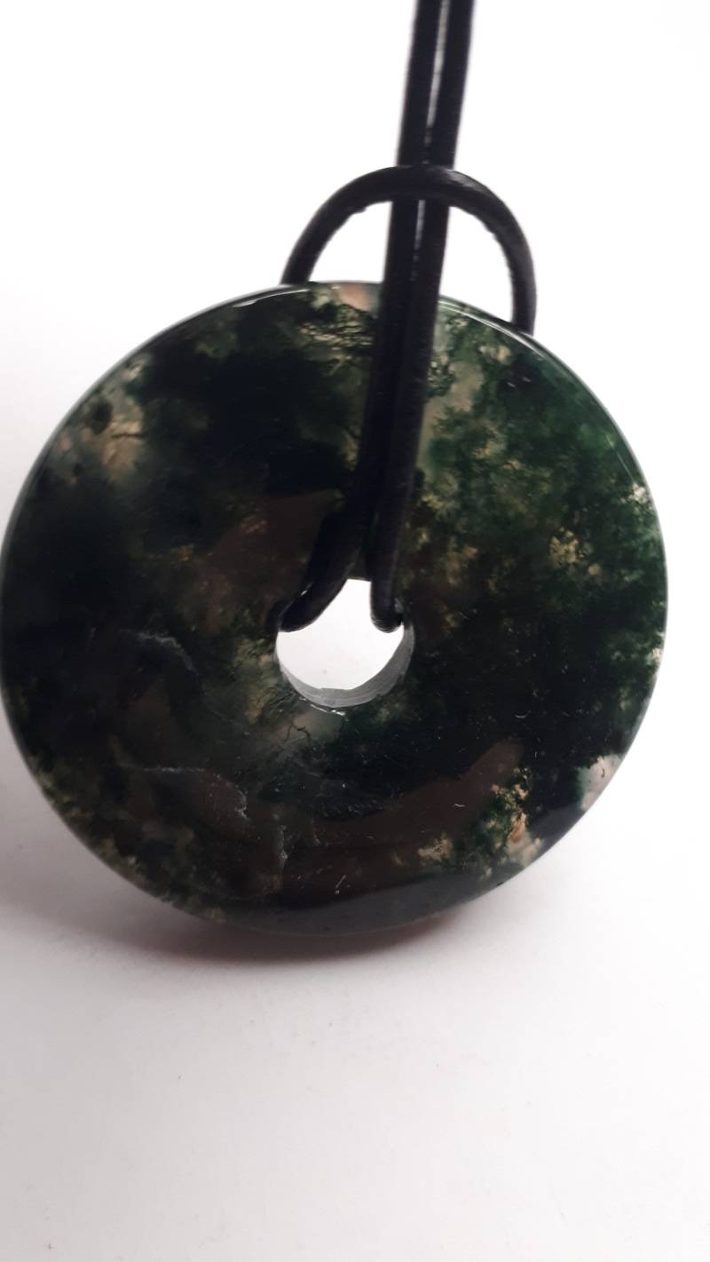 Moosachat Donut Mit Lederband von ElkesEdelsteinstube