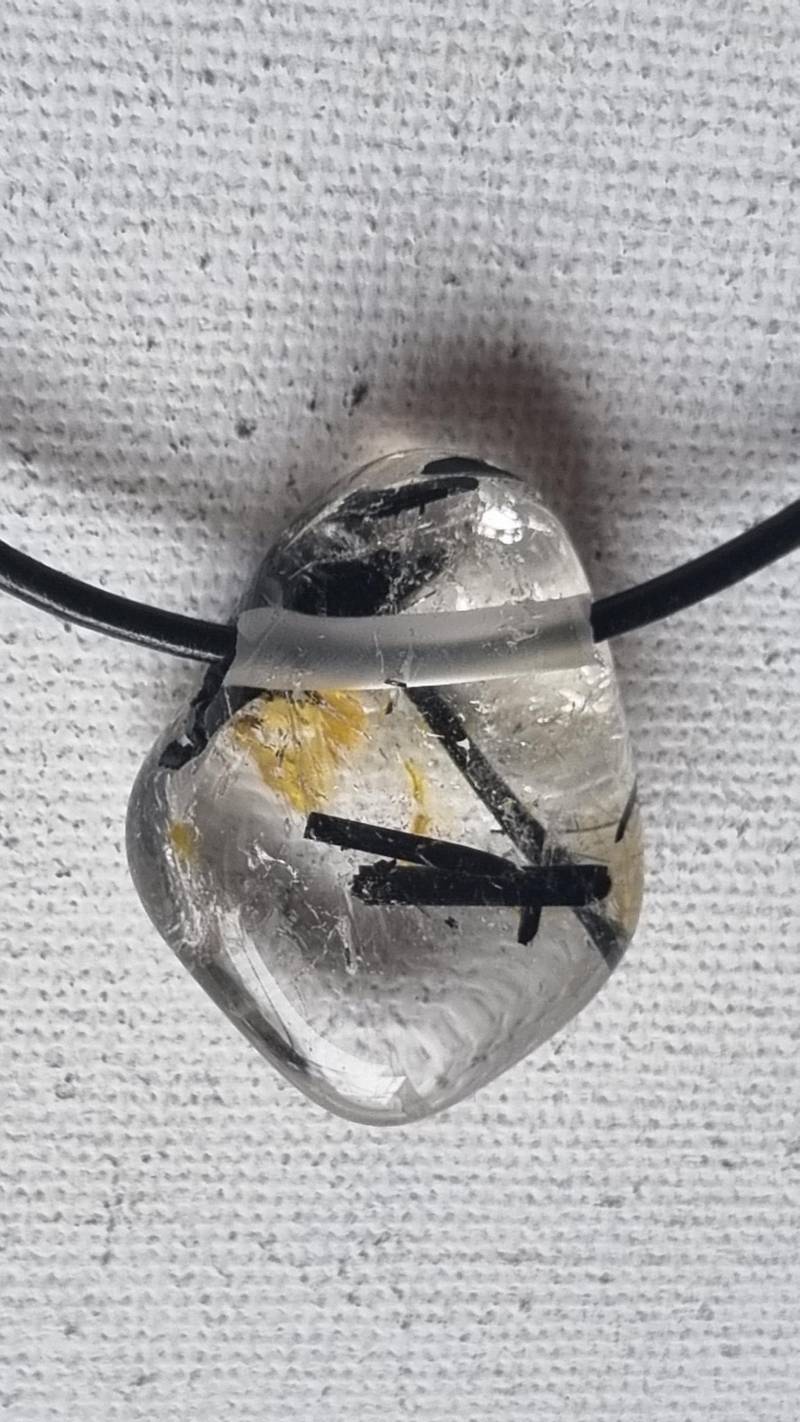 Turmalinquarz-Lemon Anhänger Mit Lederband von ElkesEdelsteinstube