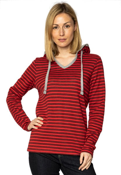 Elkline Damen Hoodie Favorite | leichter Streifen Kapuzenpullover mit V-Ausschnitt von Elkline