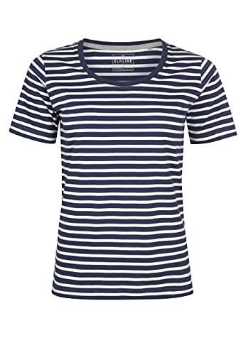 ELKLINE Damen T-Shirt Anna | Basic Streifen Kurzarm Shirt Baumwolle Rundhals 2041154, Farbe:darkblue-White, Größe:38 von ELKLINE