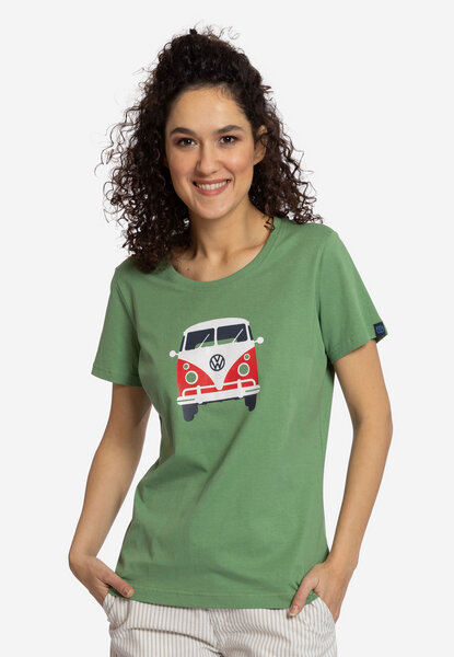 Elkline Damen T-Shirt Kult mit VW T1 Bulliprint auf Brust und Rücken von Elkline