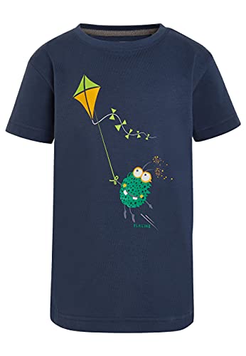 ELKLINE Kinder T-Shirt Windfang | Kurzarm Shirt Monster Print Baumwolle | Doppelgrößen | 3041188, Größe:116-122, Farbe:darkblue von ELKLINE