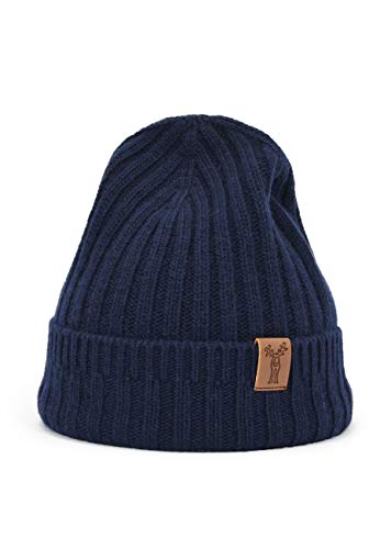 Elkline Rippstrickmütze mit Kaschmir Beanie unifarben, Farbe:dunkelblau von ELKLINE