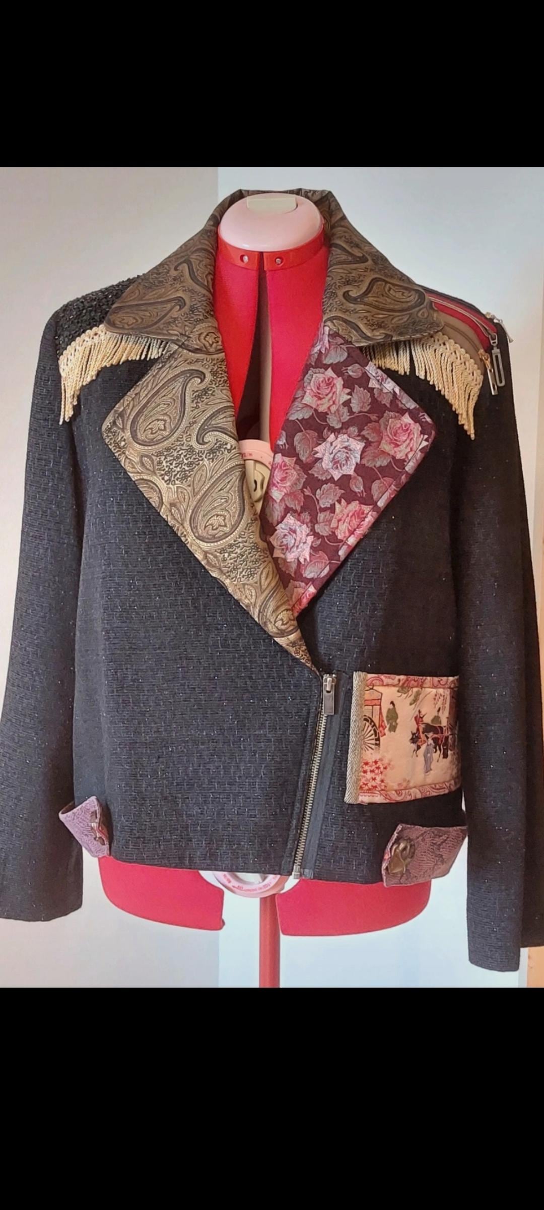 Boho Patchwork Art Jacket - Wool, Brocade & Silk Embroidery Statement Blazer Boho Patchwork Art Jacket - Wool, Brocade & Silk Embroidery Statement Blazer von ElkoraDesign