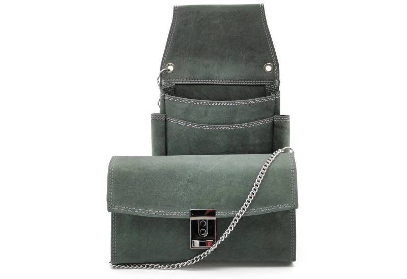 Ella Eisvogel Kellnerbörse Profi Kellnerbörsen-Set "grau" mit Kette und Halfter (3-tlg), stabiles Rindleder von Ella Eisvogel