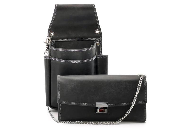 Ella Eisvogel Kellnerbörse Profi Kellnerbörsen-Set mit Kette und Halfter (3 tlg), stabiles Rindleder von Ella Eisvogel