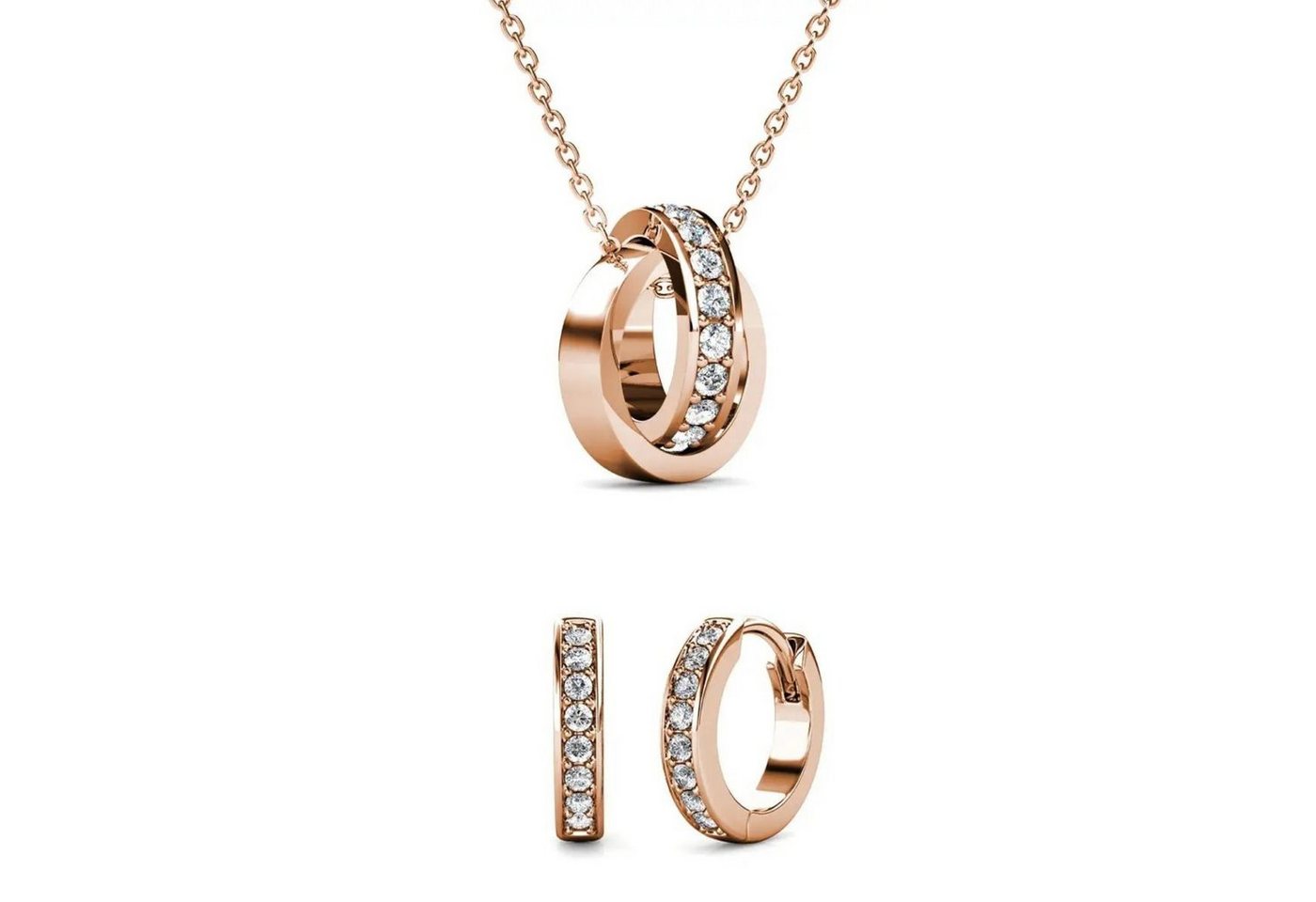 Ella Eisvogel Schmuckset Circle Hoop Schmuckset - Gold und Kristall, 18 Karat von Ella Eisvogel