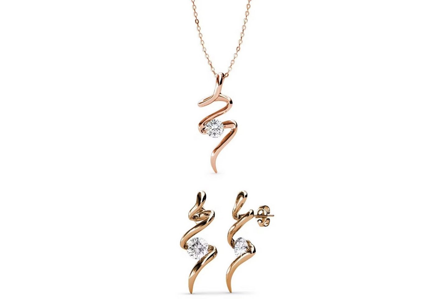 Ella Eisvogel Schmuckset Roségold Set Spiral mit österreichischem Kristall von Ella Eisvogel