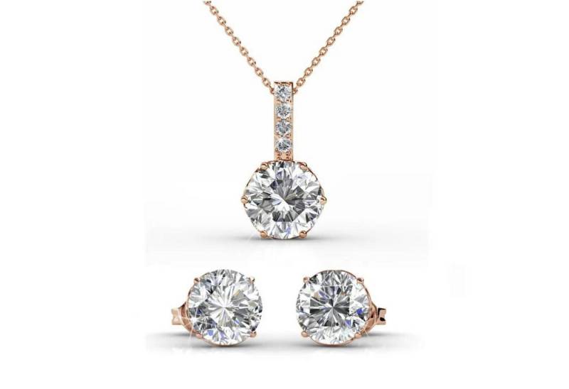 Ella Eisvogel Schmuckset Kristin Halskette & Ohrringe 18K Gold & Kristall (Set, Set bestehend aus Halskette mit Anhänger + 2 Ohrringe), 18 Karat von Ella Eisvogel