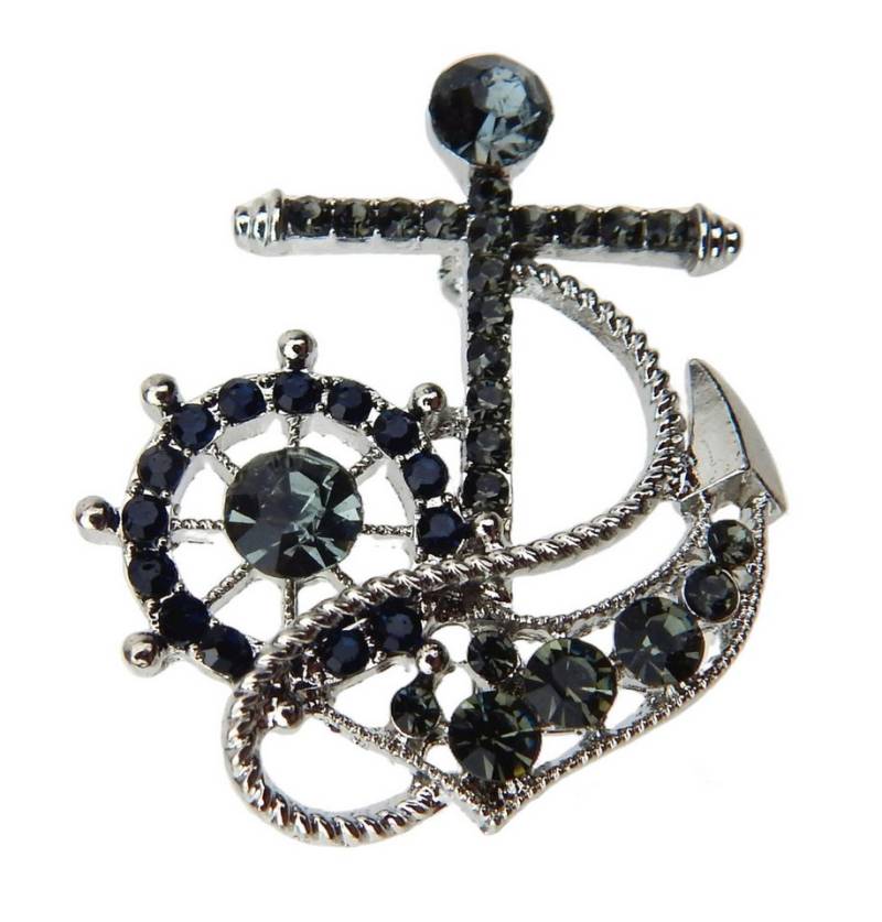 Ella Jonte Brosche, Anker gold oder silber Strass Ziernadel maritim unisex von Ella Jonte