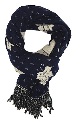 Ella Jonte Damenschal blau ivory Blatt Motiv by Schal Herbst Winter Winterschal von Ella Jonte