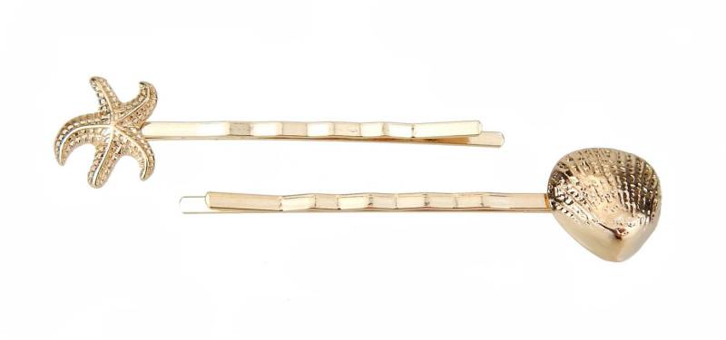 Ella Jonte Haarklemme, 2er Set maritime Trend Haarklemmen gold Muschel Seestern von Ella Jonte