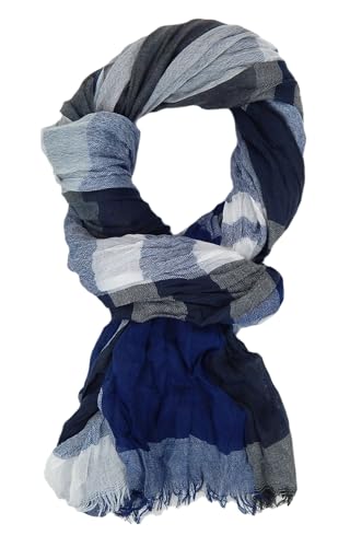 Ella Jonte Herrenschal blau weiß grau leichter breiter weicher Viskose Schal von Ella Jonte