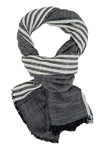Ella Jonte Herrenschal gestreift Blau Rot oder Grau Weiß Baumwolle von Ella Jonte