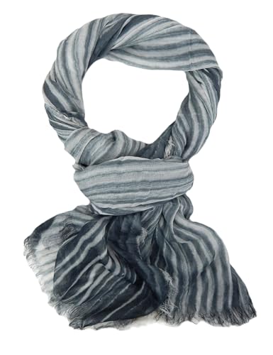 Ella Jonte Herrenschal gestreift im Batik-Style blau oder grau weiss Schal für Frühling Sommer Herbst von Ella Jonte