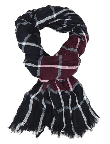 Ella Jonte Herrenschal rot bordeaux schwarz grau breiter weicher Schal Viskose von Ella Jonte
