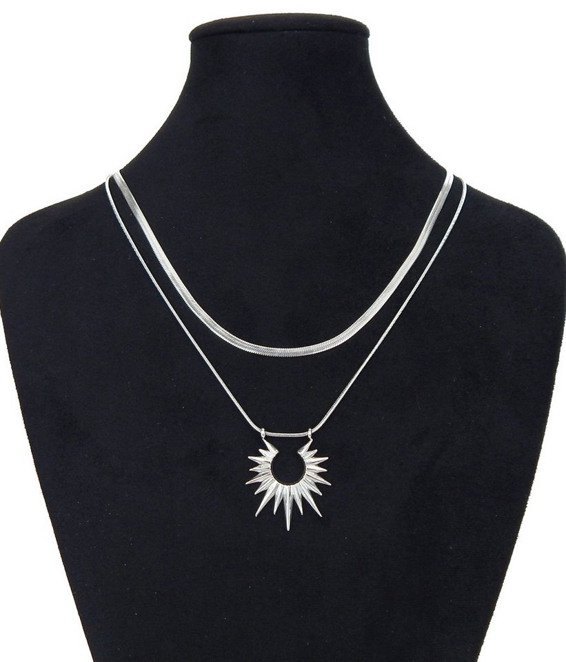 Ella Jonte Kette mit Anhänger, Layering Halskette silber kurze und mittellange 2er Kette Edelstahl von Ella Jonte