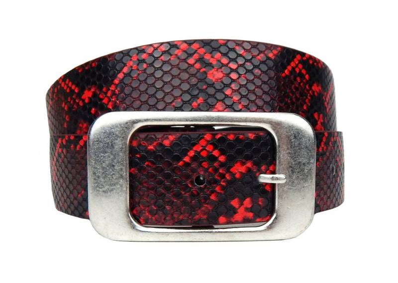 Ella Jonte Koppelgürtel Animalprint Schlange rot schwarz Synthetik mit Leder von Ella Jonte
