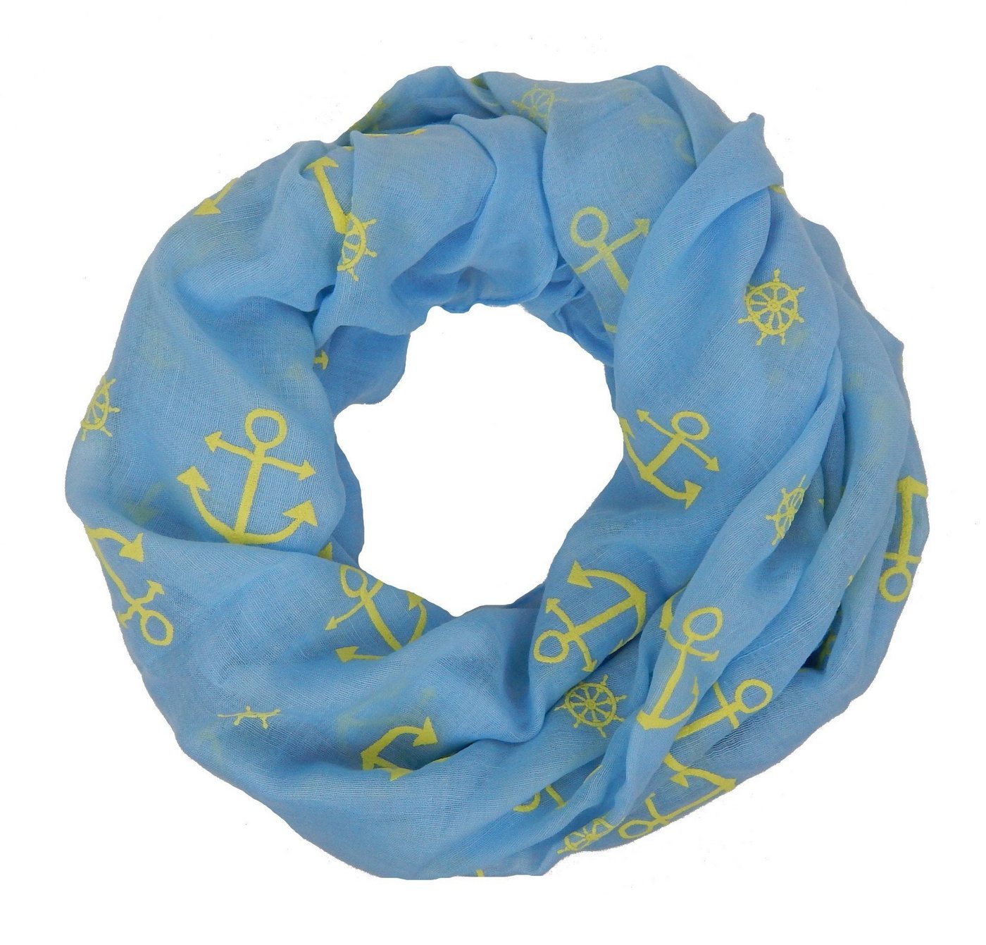 Ella Jonte Loop, weicher maritimer Rundschal mit Anker und Steuerrad Viskose von Ella Jonte