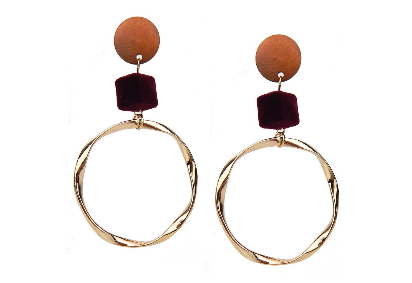 Ella Jonte Paar Creolen, lange Statement Ohrstecker mit Samt von Ella Jonte