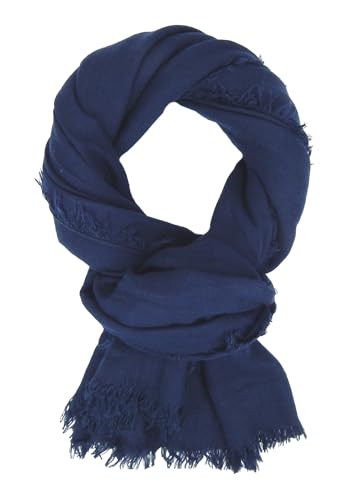 Ella Jonte Schal blau breiter Herrenschal Herbst Winterschal Tuch Rundumfransen von Ella Jonte